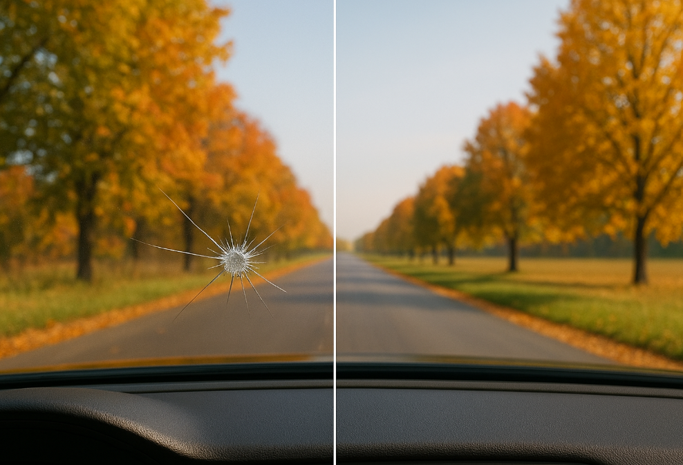 Windshields of different sizes prepared for installation at Metairie Auto Glass
